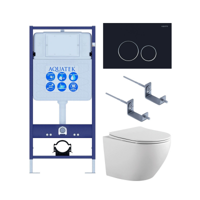 Комплект унитаз с инсталляцией и сиденьем микролифт SET AQUATEK ЕВРОПА-020 4в1 безободковый купить с доставкой. 100% Оригинал. Гарантия!
