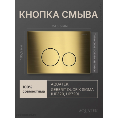 Кнопка смыва Aquatek KDI-0000038 титановое золото купить с доставкой. 100% Оригинал. Гарантия!