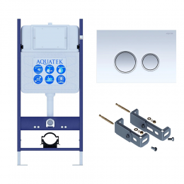 Инсталляция для подвесного унитаза ECO Standart 50 INS-0000014, кнопка смыва белая/хром + крепеж Инсталляция для подвесного унитаза ECO Standart 50 INS-0000014, кнопка смыва белая/хром + крепеж