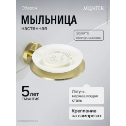 Мыльница для ванной Aquatek Оберон AQ4203BG шлифованное золото Мыльница для ванной Aquatek Оберон AQ4203BG шлифованное золото