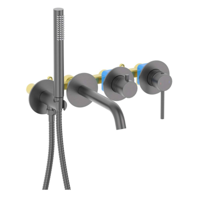 AQ1344BGM ЕВРОПА смеситель для ванны встроенный (внешняя и скрытая часть), оружейная сталь купить с доставкой. 100% Оригинал. Гарантия!