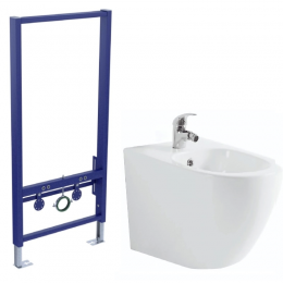 Комплект биде подвесное Aquatek Европа AQ1016-MW+инсталляция Aquatek Standart 50 INSB-0000001