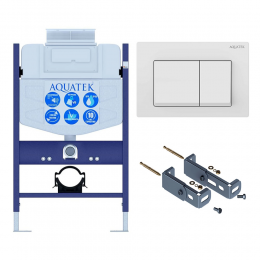 Инсталляция для подвесного унитаза с верхней кнопкой смыва Aquatek INS-0000018, кнопка смыва белая + крепеж Инсталляция для подвесного унитаза с верхней кнопкой смыва Aquatek INS-0000018, кнопка смыва белая + крепеж