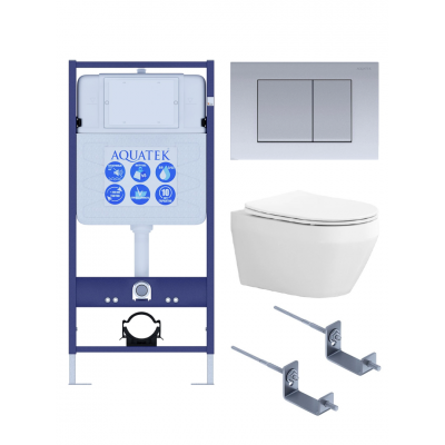Комплект унитаз с инсталляцией, кнопкой и сиденьем микролифт Aquatek Лея SET AQUATEK ЛЕЯ cm-011 4в1 безободковый купить с доставкой. 100% Оригинал. Гарантия!
