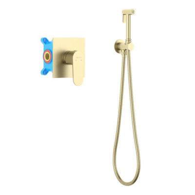 AQ1219BG ОБЕРОН набор с гигиеническим душем (смеситель + гигиеническая лейка + шланг + шланговое подсоединение с держателем), шлиф. золото купить с доставкой. 100% Оригинал. Гарантия!