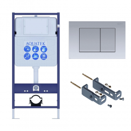 Инсталляция для подвесного унитаза Aquatek Standart 50 INS-0000012, кнопка смыва хром + крепеж Инсталляция для подвесного унитаза Aquatek Standart 50 INS-0000012, кнопка смыва хром + крепеж