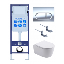 Комплект унитаз с инсталляцией, кнопкой и сиденьем SET ЕВРОПА New-INS17-043 4в1 безободковый Комплект унитаз с инсталляцией, кнопкой и сиденьем SET ЕВРОПА New-INS17-043 4в1 безободковый