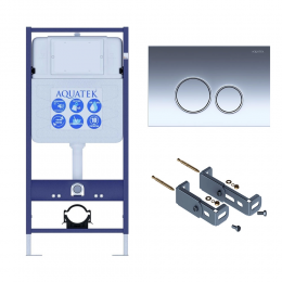 Инсталляция для подвесного унитаза Aquatek Standart 50 INS-0000012, кнопка смыва хром + крепеж Инсталляция для подвесного унитаза Aquatek Standart 50 INS-0000012, кнопка смыва хром + крепеж