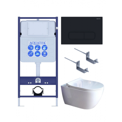 Комплект унитаз с инсталляцией, кнопкой и сиденьем микролифт Aquatek Поларис SET AQUATEK ПОЛАРИС-01-017 4в1 безободковый купить с доставкой. 100% Оригинал. Гарантия!