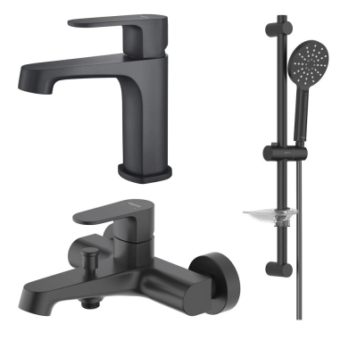 AQ1210MB ОБЕРОН смеситель для раковины 98, без донного клапана, матовый черный + AQ1240MB ОБЕРОН смеситель для ванны, матовый черный + AQ2014MB ОБЕРОН душевой гарнитур 3jet 60 см, матовый черный купить с доставкой. 100% Оригинал. Гарантия! AQ1210MB ОБЕРОН смеситель для раковины 98, без донного клапана, матовый черный + AQ1240MB ОБЕРОН смеситель для ванны, матовый черный + AQ2014MB ОБЕРОН душевой гарнитур 3jet 60 см, матовый черный купить с доставкой. 100% Оригинал. Гарантия!