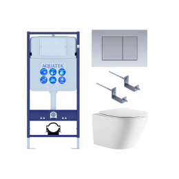 Комплект унитаз с инсталляцией, кнопкой и сиденьем SET AQUATEK ЛИБЕРТИ-011 4в1 безободковый Комплект унитаз с инсталляцией, кнопкой и сиденьем SET AQUATEK ЛИБЕРТИ-011 4в1 безободковый