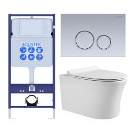 Комплект унитаз с инсталляцией, кнопкой и сиденьем микролифт Aquatek Ника SET AQUATEK НИКА-019 4в1 безободковый Комплект унитаз с инсталляцией, кнопкой и сиденьем микролифт Aquatek Ника SET AQUATEK НИКА-019 4в1 безободковый