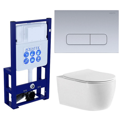 Комплект унитаз с инсталляцией, кнопкой и сиденьем микролифт Aquatek Европа Set AQUATEK ЕВРОПА-014 3в1 безободковый купить с доставкой. 100% Оригинал. Гарантия!