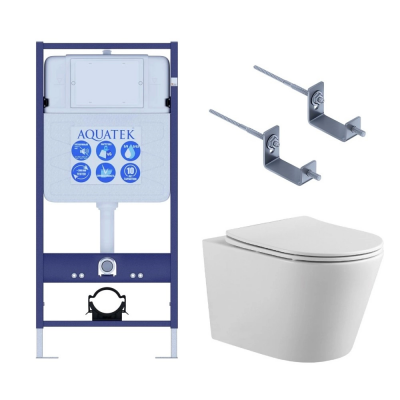 Комплект унитаз с инсталляцией и сиденьем микролифт Aquatek Вега Set AQUATEK ВЕГА-KKI2 безободковый купить с доставкой. 100% Оригинал. Гарантия!