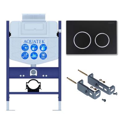 Инсталляция для подвесного унитаза с верхней кнопкой смыва Aquatek INS-0000018, кнопка смыва черная + крепеж купить с доставкой. 100% Оригинал. Гарантия!