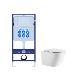 Комплект унитаз с инсталляцией и сиденьем SET AQUATEK ЛИБЕРТИ безободковый Комплект унитаз с инсталляцией и сиденьем SET AQUATEK ЛИБЕРТИ безободковый