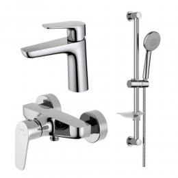 AQ1131CR БЕТТА Set 3 в 1: смеситель для раковины + смес. для душа + душевой гарнитур 3jet 65 см