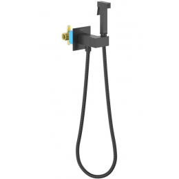 Комплект для гигиенического душа встроенный (смеситель с прогрессивным картриджем + гигиеническая лейка + шланг) AQUATEK, матовый черный AQ1025MB ЛИРА