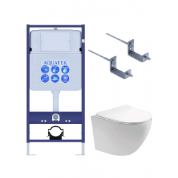 Комплект унитаз с инсталляцией и сиденьем микролифт Aquatek Европа SET AQUATEK ЕВРОПА T-17-KKI2 безободковый