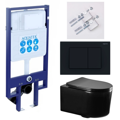 Комплект унитаз с инсталляцией, кнопкой и сиденьем микролифт Aquatek Мия SET AQUATEK МИЯ-MB-012 4в1 купить с доставкой. 100% Оригинал. Гарантия!