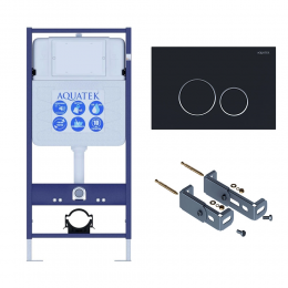 Инсталляция для подвесного унитаза Aquatek Standart 50 INS-0000012, кнопка смыва черная + крепеж