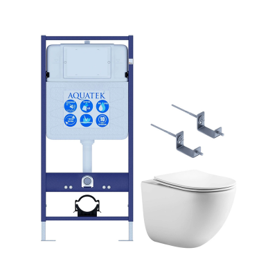 Комплект унитаз с инсталляцией и сиденьем микролифт Aquatek SET AQUATEK ГЕЛИОС KKI2 безободковый купить с доставкой. 100% Оригинал. Гарантия!