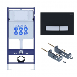 Инсталляция для подвесного унитаза Aquatek Standart 50 INS-0000012, кнопка смыва черная + крепеж