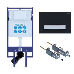 Инсталляция Aquatek INS-0000020 с возможностью угловой установки, кнопка смыва черная + крепеж Инсталляция Aquatek INS-0000020 с возможностью угловой установки, кнопка смыва черная + крепеж
