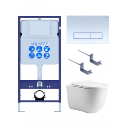 Комплект унитаз с инсталляцией, кнопкой и сиденьем SET AQUATEK КЛАССИК cm-021 4в1 безободковый Комплект унитаз с инсталляцией, кнопкой и сиденьем SET AQUATEK КЛАССИК cm-021 4в1 безободковый