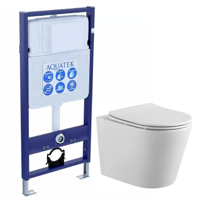 Комплект унитаз с инсталляцией и сиденьем микролифт Aquatek Вега SET AQUATEK ВЕГА T безободковый купить с доставкой. 100% Оригинал. Гарантия!