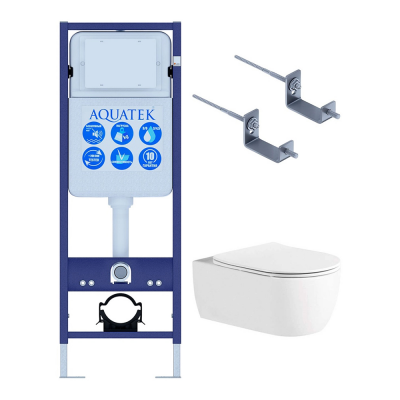 Комплект унитаз с инсталляцией и сиденьем микролифт Set AQUATEK ЕВРОПА New-017 3в1 безободковый купить с доставкой. 100% Оригинал. Гарантия!