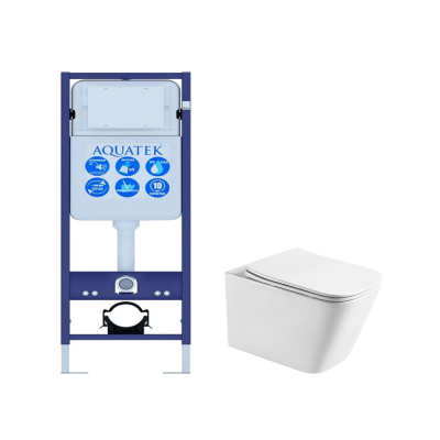 Комплект унитаз с инсталляцией SET AQUATEK ЛИБРА T-INS17 безободковый купить с доставкой. 100% Оригинал. Гарантия!