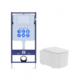 Комплект унитаз с инсталляцией SET AQUATEK КВАДРО T безободковый Комплект унитаз с инсталляцией SET AQUATEK КВАДРО T безободковый