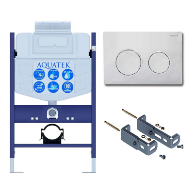 Инсталляция для подвесного унитаза с верхней кнопкой смыва Aquatek INS-0000018, кнопка смыва хром + крепеж купить с доставкой. 100% Оригинал. Гарантия!