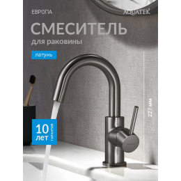 AQ1307BGM ЕВРОПА смеситель для раковины, без донного клапана, оружейная сталь