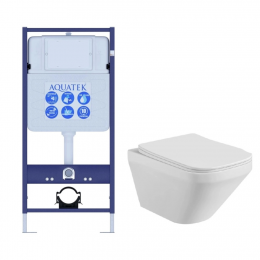 Комплект унитаз с инсталляцией и сиденьем микролифт Aquatek Лира SET AQUATEK ЛИРА безободковый