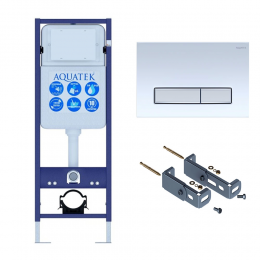 Инсталляция для подвесного унитаза Aquatek Standart 37 INS-0000017, кнопка смыва белая + крепеж