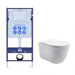 Комплект унитаз с инсталляцией и сиденьем микролифт Aquatek Классик SET AQUATEK КЛАССИК cm безободковый Комплект унитаз с инсталляцией и сиденьем микролифт Aquatek Классик SET AQUATEK КЛАССИК cm безободковый