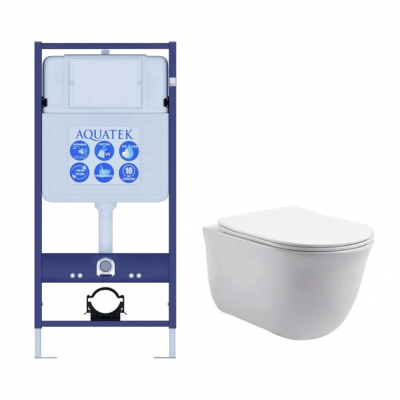 Комплект унитаз с инсталляцией и сиденьем микролифт Aquatek Классик SET AQUATEK КЛАССИК cm безободковый купить с доставкой. 100% Оригинал. Гарантия!
