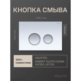 Панель смыва Aquatek KDI-0000028 белая, закаленное стекло (клавиша круглая,ободок хром)