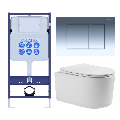 Комплект унитаз с инсталляцией, кнопкой и сиденьем микролифт Aquatek Мия SET AQUATEK МИЯ-010 4в1 безободковый купить с доставкой. 100% Оригинал. Гарантия!