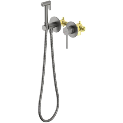 AQ1319BGM ЕВРОПА комплект для гигиенического душа встроенный 2 отв. (смеситель + гигиеническая лейка + шланг), оружейная сталь купить с доставкой. 100% Оригинал. Гарантия!