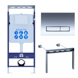 Инсталляция для подвесного унитаза Aquatek Easy Fix 50 INS-0000010, кнопка смыва хром + крепеж Инсталляция для подвесного унитаза Aquatek Easy Fix 50 INS-0000010, кнопка смыва хром + крепеж