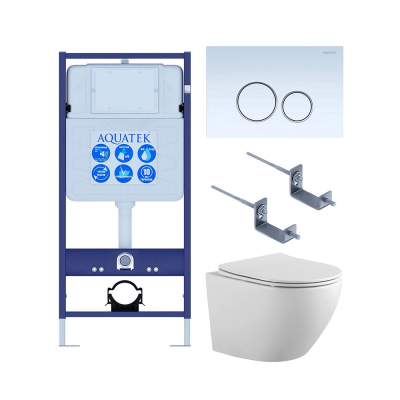 Комплект унитаз с инсталляцией и сиденьем микролифт SET AQUATEK ЕВРОПА-015 4в1 безободковый купить с доставкой. 100% Оригинал. Гарантия!