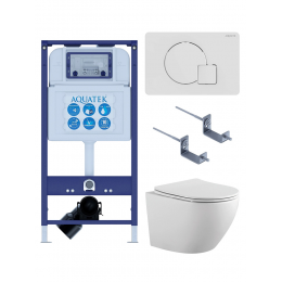 Комплект унитаз с инсталляцией, кнопкой и сиденьем SET AQUATEK ЕВРОПА-066 4в1 безободковый