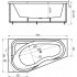 Акриловая ванна Акватек Медея 170x95 MED180-0000037 левая, без гидромассажа, с фронтальным экраном (вклеенный каркас)