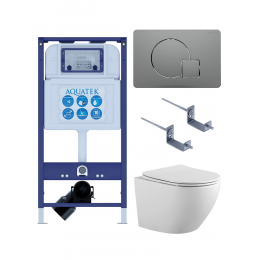 Комплект унитаз с инсталляцией, кнопкой и сиденьем SET AQUATEK ЕВРОПА-070 4в1 безободковый Комплект унитаз с инсталляцией, кнопкой и сиденьем SET AQUATEK ЕВРОПА-070 4в1 безободковый