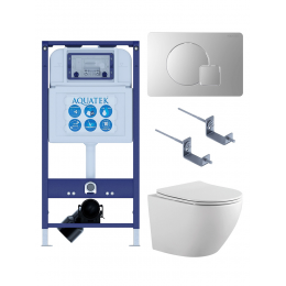 Комплект унитаз с инсталляцией, кнопкой и сиденьем SET AQUATEK ЕВРОПА-068 4в1 безободковый