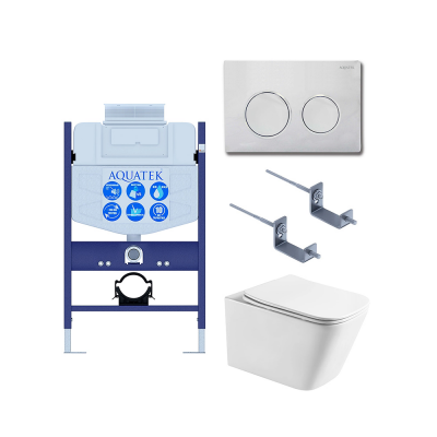 Комплект унитаз с инсталляцией, кнопкой и сиденьем микролифт SET AQUATEK ЛИБРА T-TDI002 безободковый купить с доставкой. 100% Оригинал. Гарантия!