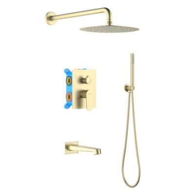 AQ1273BG ОБЕРОН Set 4 в 1 душевой комплект, шлиф. золото купить с доставкой. 100% Оригинал. Гарантия!